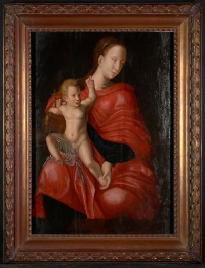 Joos van Cleve 16th C Biblical Manner of Joos van Cleve Madonna with Child Oil on Panel