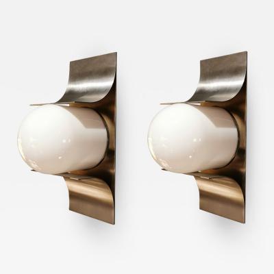 Jordi Vilanova Jordi Vilanova i Bosch Pair of Stainless Steel Sconces Spain 1960s