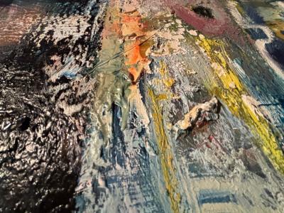 Jorg Madlener Landscape of a Face Bold colorful large painting 1986