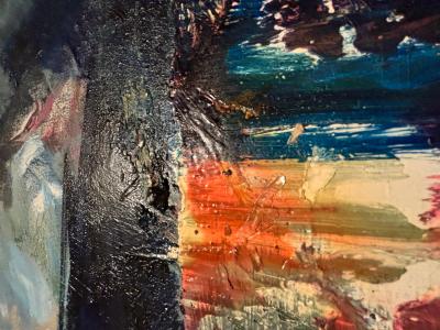 Jorg Madlener Landscape of a Face Bold colorful large painting 1986