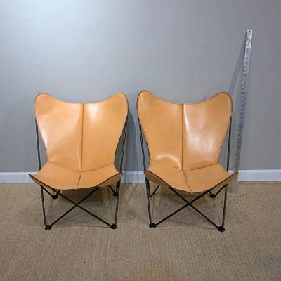 Jorge Ferrari Hardoy Pair of Leather Butterfly child Chairs