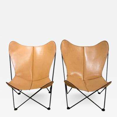 Jorge Ferrari Hardoy Pair of Leather Butterfly child Chairs