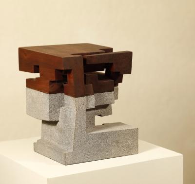 Jorge Y zpik Untitled Sculpture wood and volcanic stone