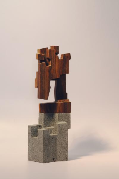 Jorge Y zpik Untitled Sculpture wood and volcanic stone II