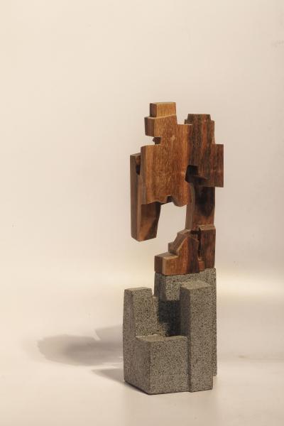Jorge Y zpik Untitled Sculpture wood and volcanic stone II