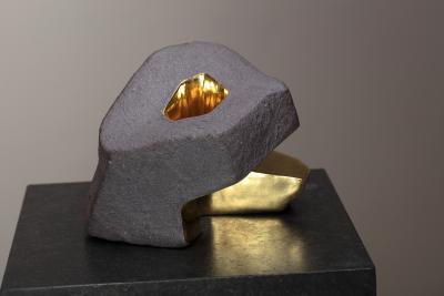 Jorge Y zpik Untitled Sin Titulo sculpture solid clay gold plated