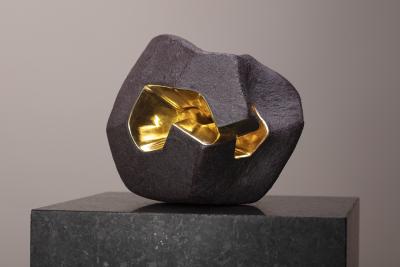 Jorge Y zpik Untitled Sin Titulo three sculptures solid clay gold plated