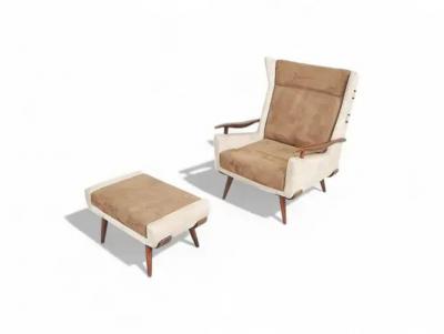 Jorge Zalszupin Bergere Armchair with Ottoman by Jorge Zalszupin c 1950s