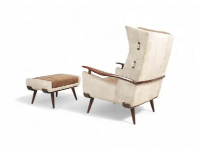 Jorge Zalszupin Bergere Armchair with Ottoman by Jorge Zalszupin c 1950s