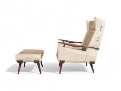 Jorge Zalszupin Bergere Armchair with Ottoman by Jorge Zalszupin c 1950s