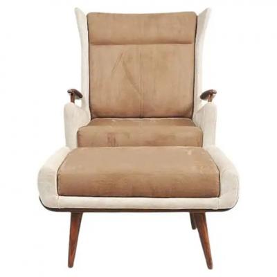 Jorge Zalszupin Bergere Armchair with Ottoman by Jorge Zalszupin c 1950s