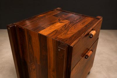Jorge Zalszupin Brazilian Filing Cabinet Side Table on Casters in Rosewood Jorge Zalszupin