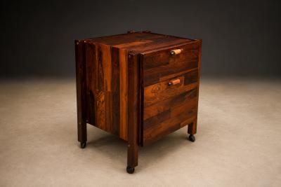 Jorge Zalszupin Brazilian Filing Cabinet Side Table on Casters in Rosewood Jorge Zalszupin