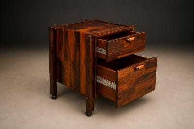 Jorge Zalszupin Brazilian Filing Cabinet Side Table on Casters in Rosewood Jorge Zalszupin