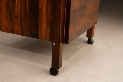 Jorge Zalszupin Brazilian Filing Cabinet Side Table on Casters in Rosewood Jorge Zalszupin