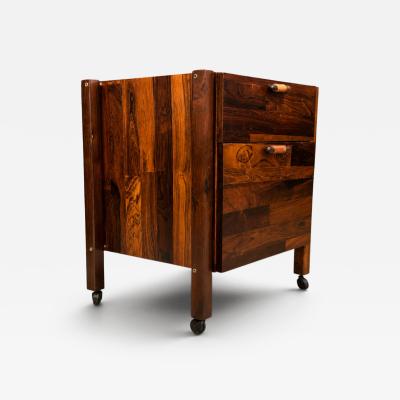 Jorge Zalszupin Brazilian Filing Cabinet Side Table on Casters in Rosewood Jorge Zalszupin