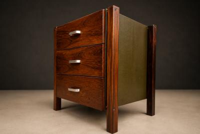 Jorge Zalszupin Brazilian Modern Side Table with drawers in Rosewood Jorge Zalszupin