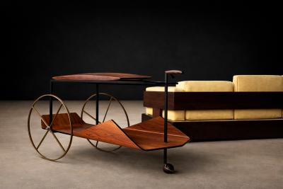 Jorge Zalszupin Carrinho de Ch Bar Cart in Rosewood Iron Brass by Jorge Zalszupin 1950s