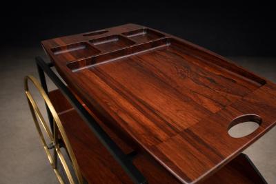 Jorge Zalszupin Carrinho de Ch Bar Cart in Rosewood Iron Brass by Jorge Zalszupin 1950s