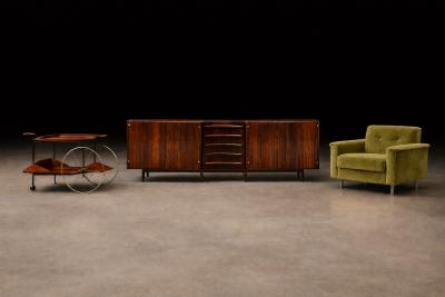 Jorge Zalszupin Carrinho de Ch Bar Cart in Rosewood Iron Brass by Jorge Zalszupin 1950s