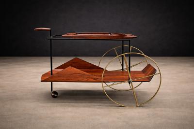 Jorge Zalszupin Carrinho de Ch Bar Cart in Rosewood Iron Brass by Jorge Zalszupin 1950s