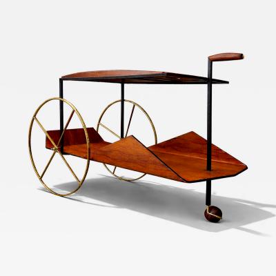 Jorge Zalszupin Carrinho de Ch Bar Cart in Rosewood Iron Brass by Jorge Zalszupin 1950s