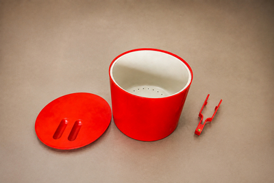 Jorge Zalszupin Jorge Zalszupin Eva Ice Bucket in Red Plastic Brazil 1970s