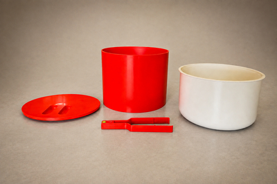 Jorge Zalszupin Jorge Zalszupin Eva Ice Bucket in Red Plastic Brazil 1970s