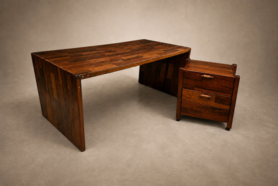 Jorge Zalszupin Jorge Zalszupin Foldable Patchwork Rosewood Desk File Cabinet by L Atelier