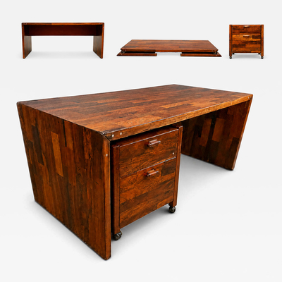 Jorge Zalszupin Jorge Zalszupin Foldable Patchwork Rosewood Desk File Cabinet by L Atelier