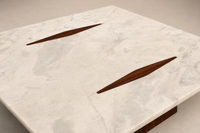 Jorge Zalszupin Limestone Coffee Table by Jorge Zalszupin in Rosewood Marble Brazil 1959