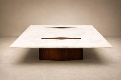 Jorge Zalszupin Limestone Coffee Table by Jorge Zalszupin in Rosewood Marble Brazil 1959