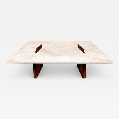 Jorge Zalszupin Limestone Coffee Table by Jorge Zalszupin in Rosewood Marble Brazil 1959