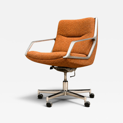 Jorge Zalszupin Low Commander Swivel Armchair in Chenille Aluminum 1973