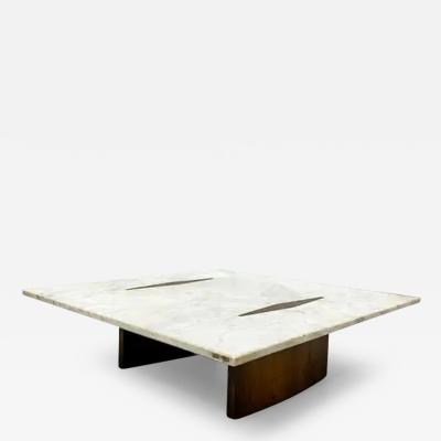 Jorge Zalszupin Mid Century Modern Coffee Table in Wood Marble by Jorge Zalszupin Brazil