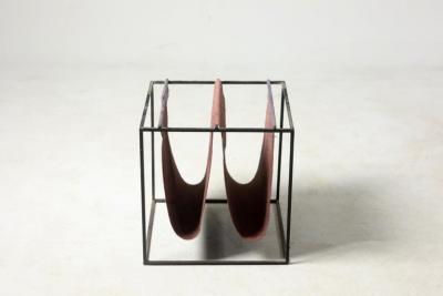 Jorge Zalszupin Mid Century Modern Leather Magazine Rack by Jorge Zalszupin Brazil 1960s