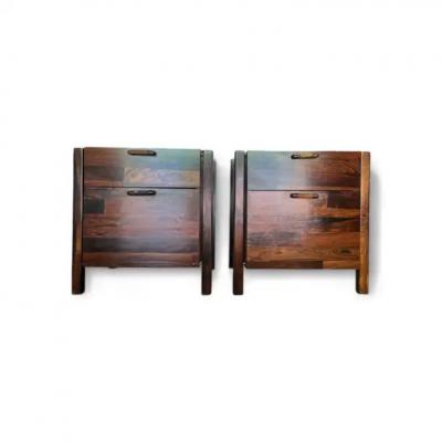 Jorge Zalszupin Mid Century Modern Nightstands File Cabinet pair Hardwood Jorge Zalszupin 1960