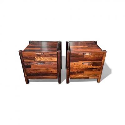 Jorge Zalszupin Mid Century Modern Nightstands File Cabinet pair Hardwood Jorge Zalszupin 1960