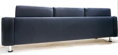 Jorge Zalszupin Mid Century Modern Sofa in Black Leather Wood by Jorge Zalszupin Brazil 1970