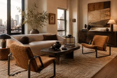 Jorge Zalszupin Pair of Brazilian Modern Lounge Chairs in Camel Shearling Darkened Brass Steel