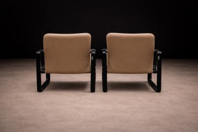 Jorge Zalszupin Pair of Lobby armchairs in Metal Leather Jorge Zalszupin 1970s