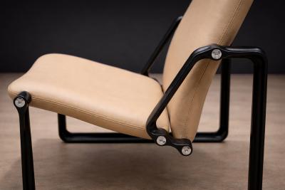 Jorge Zalszupin Pair of Lobby armchairs in Metal Leather Jorge Zalszupin 1970s