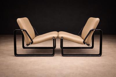 Jorge Zalszupin Pair of Lobby armchairs in Metal Leather Jorge Zalszupin 1970s
