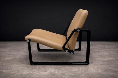 Jorge Zalszupin Pair of Lobby armchairs in Metal Leather Jorge Zalszupin 1970s