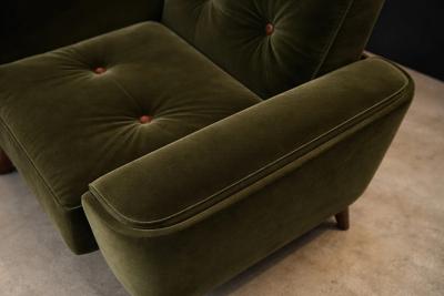 Jorge Zalszupin Pair of Pullman Armchairs in Dark Olive Velvet Jorge Zalszupin for L Atelier