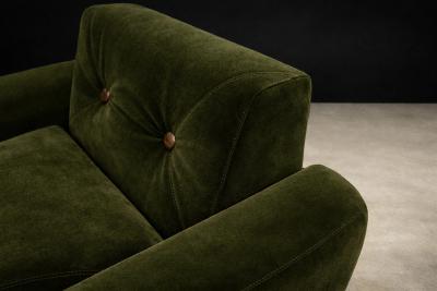 Jorge Zalszupin Pair of Pullman Armchairs in Dark Olive Velvet Jorge Zalszupin for L Atelier