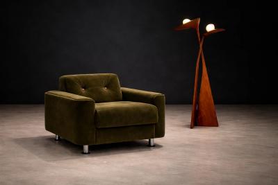 Jorge Zalszupin Pair of Pullman Armchairs in Dark Olive Velvet Jorge Zalszupin for L Atelier