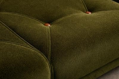 Jorge Zalszupin Pullman Sofa in Deep Olive Mohair with Rosewood Buttons by Jorge Zalszupin