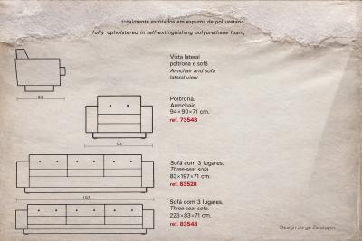 Jorge Zalszupin Pullman Sofa in Deep Olive Mohair with Rosewood Buttons by Jorge Zalszupin