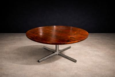 Jorge Zalszupin Round Dining Table in Hardwood and Metal Jorge Zalszupin 1960s